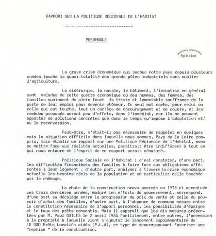 Rapport CESR 1984 préambule