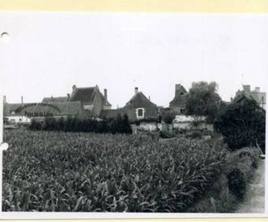 Parcelle agricole et habitat dans le village de Crosmières (Sarthe), 1993