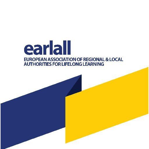 logo jaune et bleu du réseau EARLALL collectivités régionales et locales européennes pour la formation tout au long de la vie